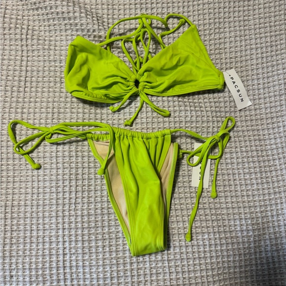 PacSun Other - PacSun Neon Lime Green Strappy Bikini Set